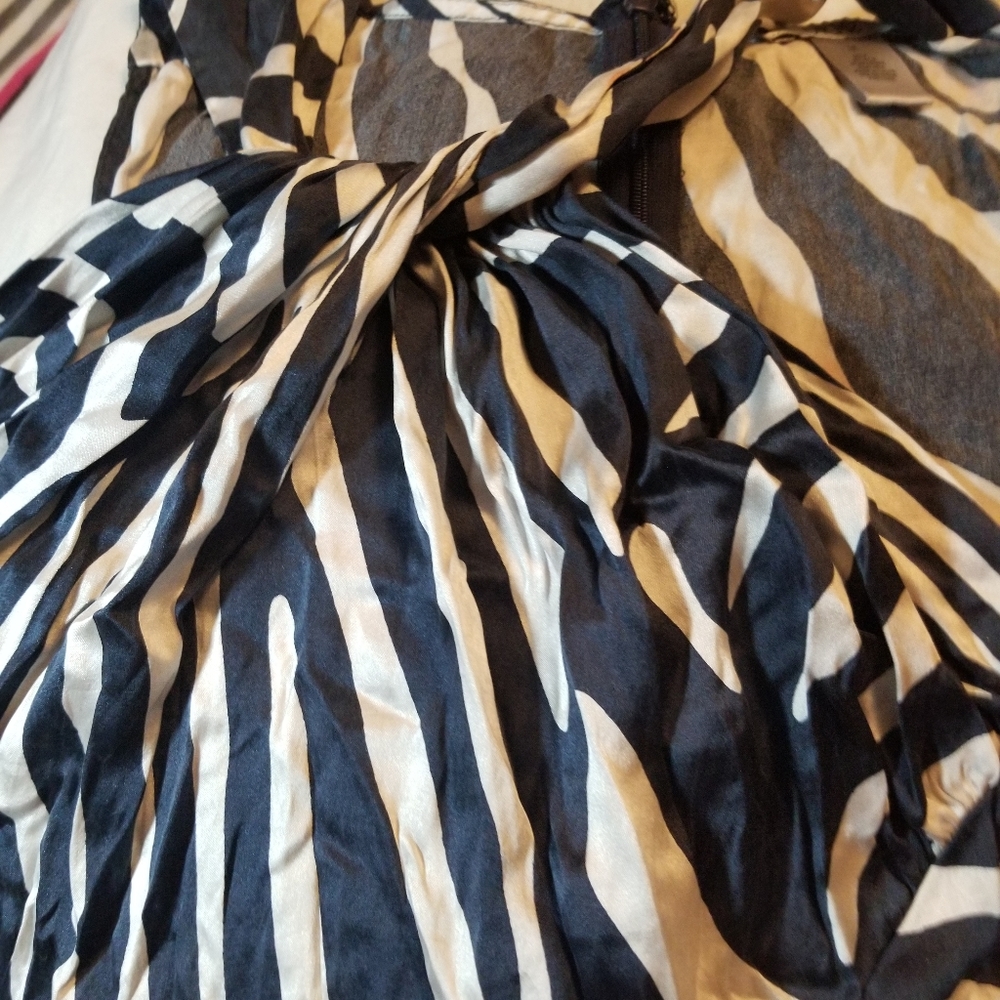 Cache Blue and white stripe silk shirt M